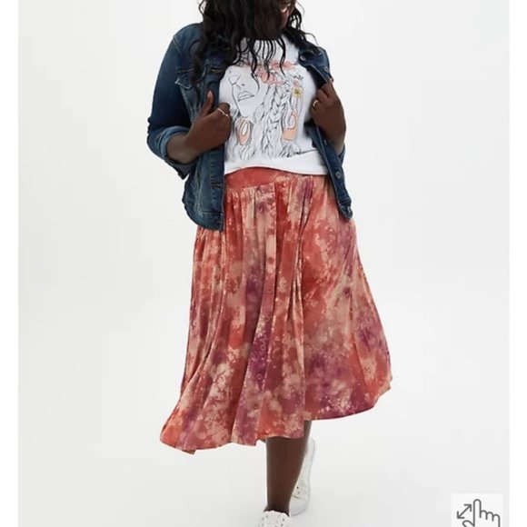 Torrid Super Soft Tie Dye Button Front Midi Skirt sz 1X - Picture 1 of 15
